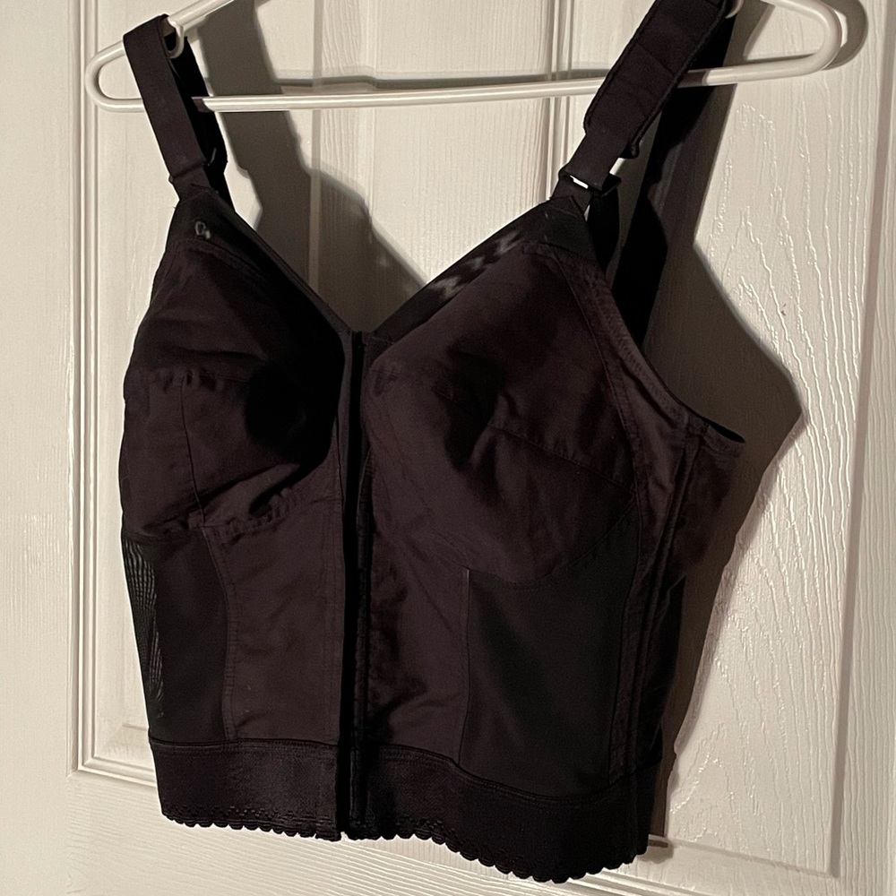 Vintage retro pinup black longline bullet bra bustier, 1980’s